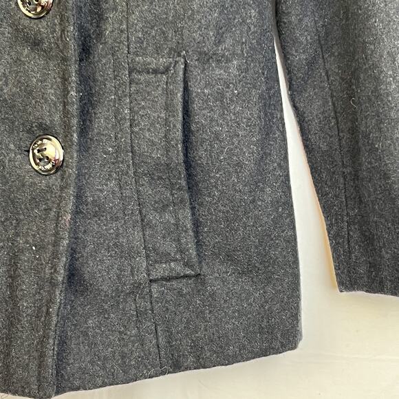 Calvin Klein Wool Blend Jacket Pea Coat Double Breasted Women 8 Black Warm - Picture 5 of 16